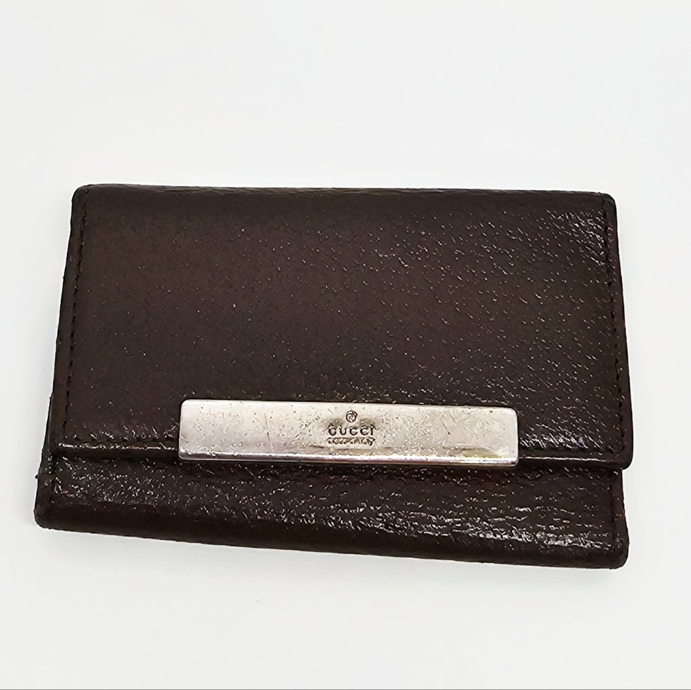 Gucci Dark Brown Leather Wallet with Silver Accent